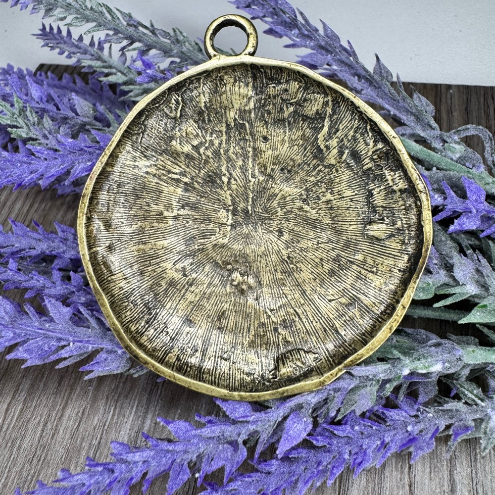 Hammered Gold Brutalist Style Statement Pendant - SKU N - Picture 2 of 4